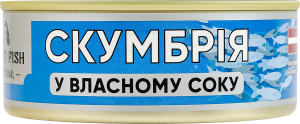 Скумбрія у власному соку стерилізована Craft Fish з/б 240г