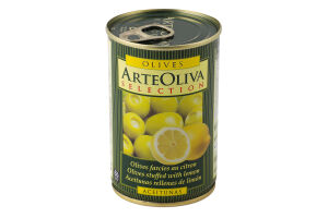 Оливки зелені з лимоном ArteOliva з/б 300г
