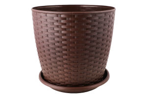 Горщик д/квітів Ротанг темно-коричневий з підставкою 24*22см арт114058 Алеана