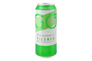 Пиво 500мл 0.5% безалкогольное светлое фильтрованное пастеризованное GO Pilsner Svyturys ж/б