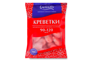 Креветки нерозібрані глазуровані 90/120 Veladis в/м м/у 1кг