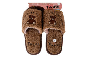 Тапочки открытые домашние женские с вышивкой Twins Home Style Bear №16267 36-40