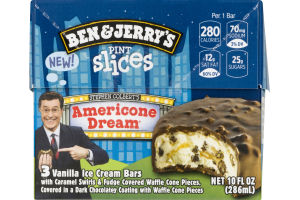 Ben & Jerry's Vanilla Ice Cream Bars Pint Slices American Dream - 3 CT