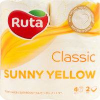 Папір туалетний 2-х шаровий Sunny yellow Classic Ruta 4шт