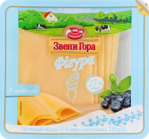 Сир 27% твердий нарізка Фігура Звени Гора лоток 130г