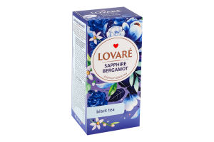 Бленд чаю чорного цейлонського та кенійського байхового дрібного з пелюстками квітів Sapphire bergamot Lovare к/у 24х2г