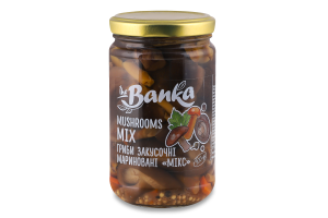 Грибы закусочные с сахаром и подсластителем маринованные стерилизованные Микс the Banka с/б 300г
