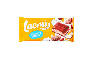 Шоколад молочний з мигдалем, кокосовим кремом та рисовими кульками Coconut&Almond Lacmi Roshen м/у 84г