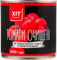 Томати очищені в томатному соку 430г ж/б Хіт Продукт