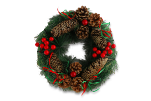Прикраса декоративна Вінок різдвяний з шишками30см