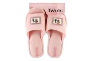 Тапочки открытые домашние женские Twins №7537 38-39 серый/пудровый