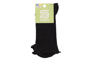 Шкарпетки Premier socks вис рубчик рюш чорн р22-24