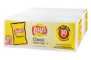 Lay's Classic Potato Chips Large Single Size Bags - 30 CT