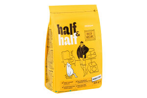 Корм сухой полнорационный для взрослых котов Beef recipe Premium Half&Half м/у 300г