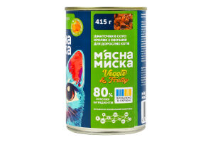 Корм д/дорослих котів Шматочки з кроликом та овочами в соусі 415г ж/б М'ясна миска