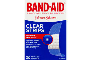 Band-Aid Adhesive Bandages Clear Strips - 30 CT