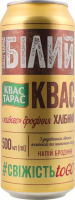 Напиток брожения хлебный пастеризованный газированный Белый Квас Тарас ж/б 500мл