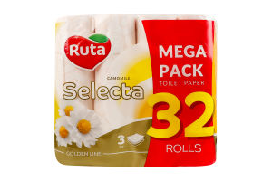 Бумага туалетная 3-х слойная Camomile Selecta Ruta 32шт