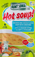 Суп швидкого приготування зі смаком курки та сиру з грінками Hot soup! Тьотя Соня м/у 15г
