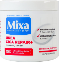 Крем для сухої огрубілої шкіри обличчя, рук та тіла відновлюючий Urea Cica Repair+ Mixa 400мл