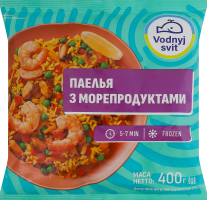 Паелья заморожена з креветками, м’ясом мідії, овочами та соусом Vodnyj svit м/у 400г