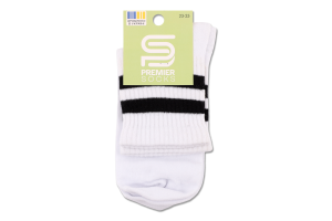 Шкарпетки Premier socks вис спорт смуж білі р23-25