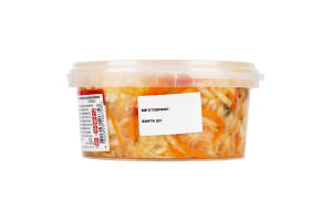 Салат закусочний з підсолоджувачами Капуста білоголова по-корейськи з морквою та перцем солодким Fine Life відро 500г