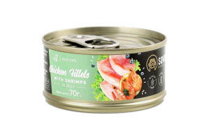 Корм д/дорослих котів Куряче філе з креветками в желе 70г ж/б Savory
