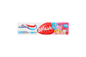 Паста зубная для детей 3-8лет с фтором клубничный вкус Splash Aquafresh 50мл