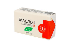 Масло 63% солодковершкове бутербродне Домашнє ТМ "1" м/у 200г