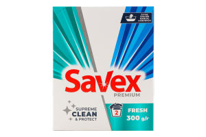 Средство моющее порошкообразное для стирки белых и цветных тканей Fresh Premium Savex 300г