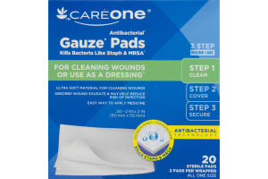 CareOne Antibacterial Gauze Pads - 20 CT
