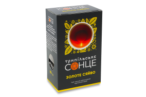 Чай чорний цейлонський байховий крупнолистовий фасований Золоте сяйво Трипільське Сонце к/у 80г