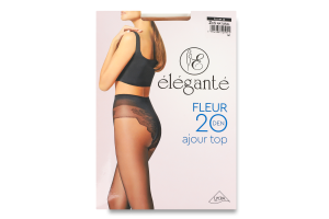 Колготки жіночі Elegante Fleur Ajour top 20den 2 natural