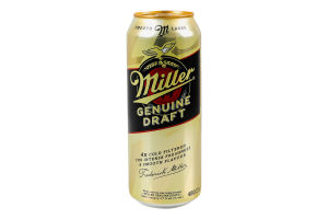 Пиво 480мл 4.7% світле пастеризоване Genuine Draft Miller з/б