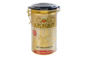 Чай черный цейлонский крупнолистовой Royal Gold Akbar букет ж/б 150г