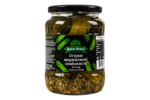 Огурцы маринованные слабокислые стерилизованные 6-9см Премиум Natur Bravo в/с c/б 670г
