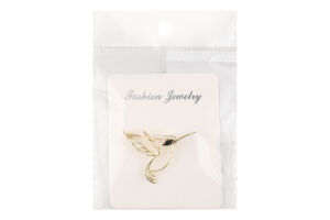 Брошка Калібрі жовтий метал 3,2*4см