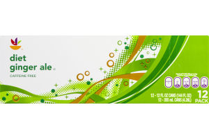 Ahold Diet Ginger Ale Caffeine Free Soda - 12 CT