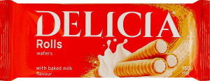 Вафлі зі смаком пряженого молока Трубочки Delicia м/у 150г