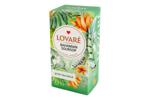 Чай зеленый байховый мелкий с фруктами лепестками цветов и ароматом саусепа Bahamian Soursop Lovare к/у 24х1.5г