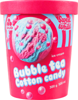 Морозиво зі смаком цукрової вати з кульками типу Bubble tea зі смаком жувальної гумки Rud ст 300г