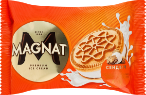 Морозиво сендвіч на печиві з комбінованим складом сировини Double caramel spicy cookies Magnat м/у 70г