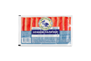 Палочки крабовые замороженные с белой океанической рыбой Пелікан в/у 240г