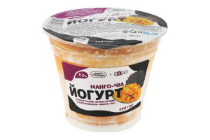 Йогурт 3.2% безлактозний термостатний з наповнювачем Манго-чіа Lago ст 250г