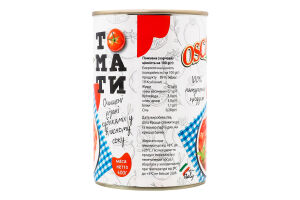 Томати очищені різані кубиками у власному соку Oscar з/б 400г