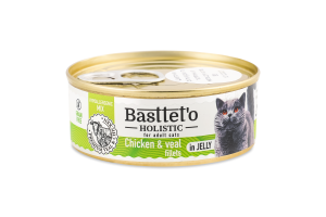 Корм д/котів Курка з телятиною в желе 85г ж/б Basttet"o Holistic