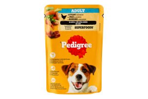 Корм консервований повнораціонний для дорослих собак З куркою та овочами в соусі Pedigree д/п 100г