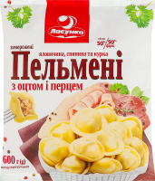 Пельмені яловичина, свинина та курка З оцтом і перцем Ласунка м/у 600г