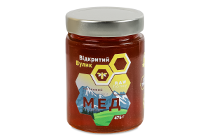Мед натуральный цветочный Горный Відкритий Вулик c/б 475г